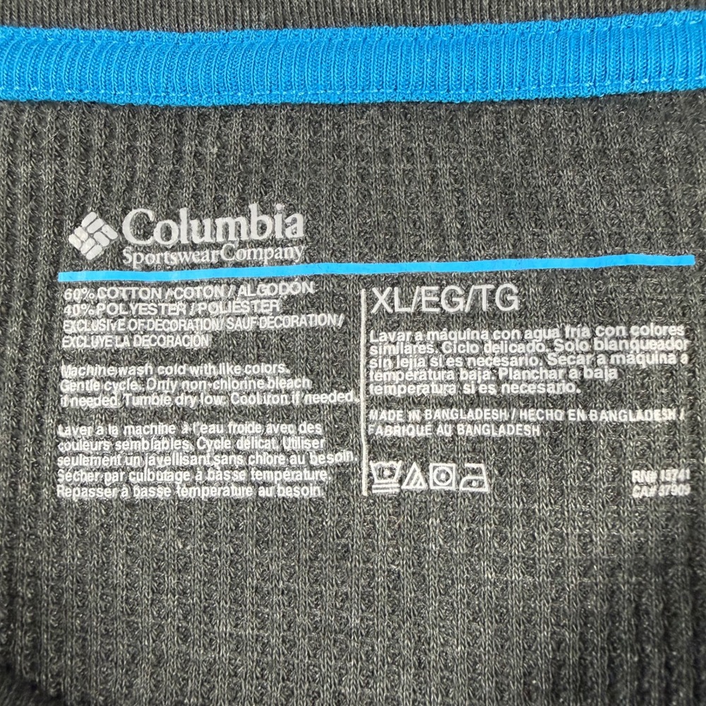 Columbia Waffle Knit Thermal Shirt Mens XL Gray Long Sleeve Crewneck Logo Trek - Picture 5 of 5